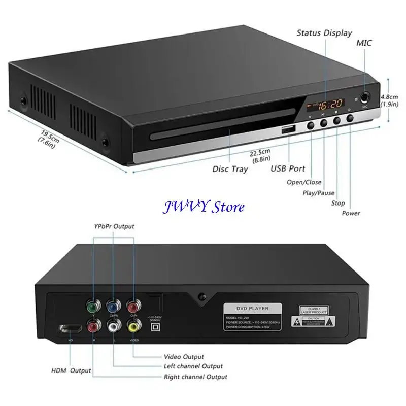 573A High Clear DVDs Player for IntelligentTV 1080P Output USB Input Support with Remote Functionality for Small Space