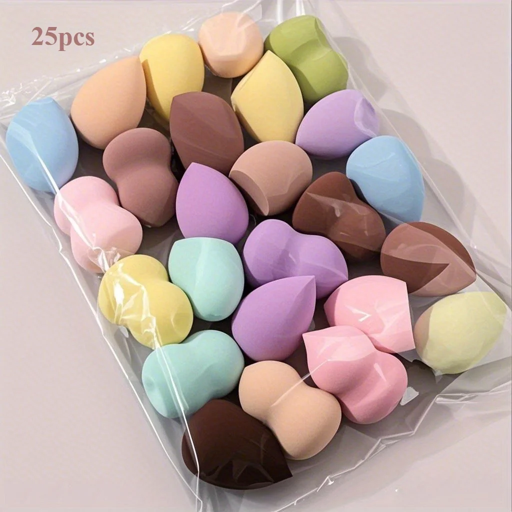 25pcs Hydrophilic Makeup Sponges - Latex-Free Multi-Color Blenders for Flawless Foundation | All Skin Types & Professional Kit