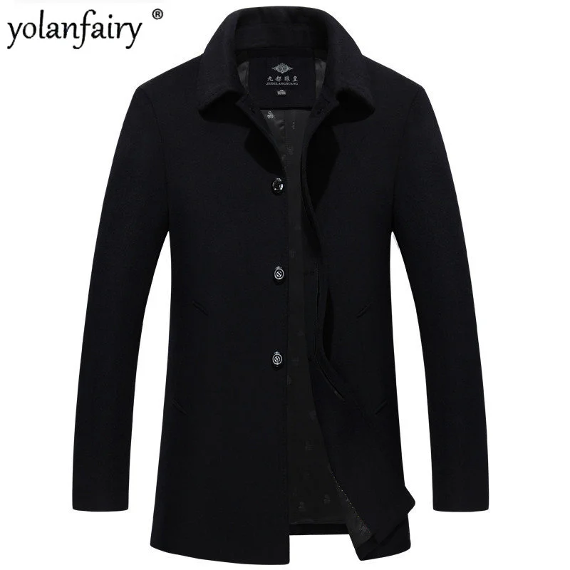 Fall Winter Woolen Coat Men Clothing Male Cashmere s Medium Long Thick Plush 's Wool s s Jackets for