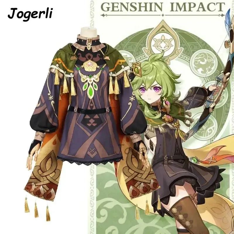 Jogerli 게임 임팩트 콜레이 코스프레 의상 Genshin 롤플레잉 슈트 가발 애니메이션 의상 Rebirth Clothc;6,r'8;p'
