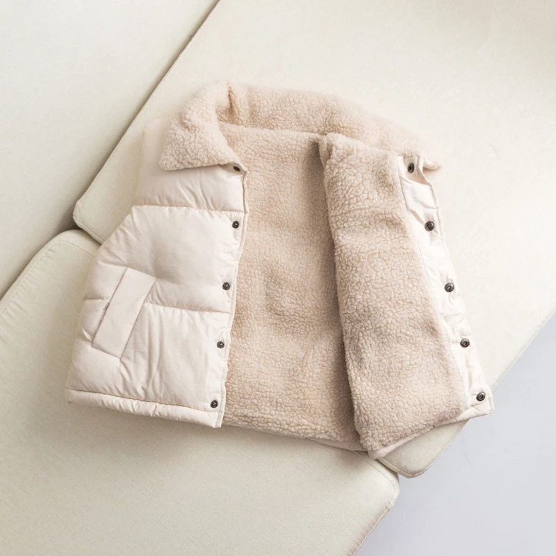 2024 Autumn Girls Warm Vest Winter Boys Thicken Cashmere Waistcoat Kids Outerwear Children Cotton Jackets Vest For 2-6 Years