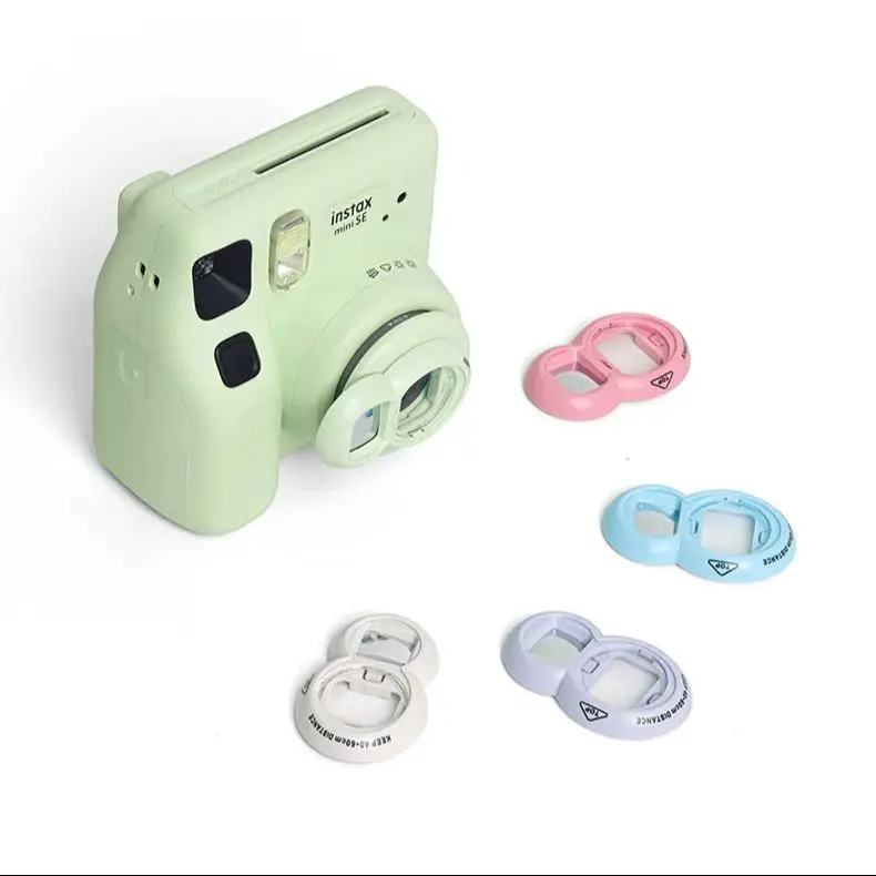 لكاميرا FujiFilm Instax Mini SE/7+/7S/7C الفورية، حقيبة كاميرا PU مع حزام، حافظة شفافة، غطاء سيليكون، عدسة سيلفي قريبة