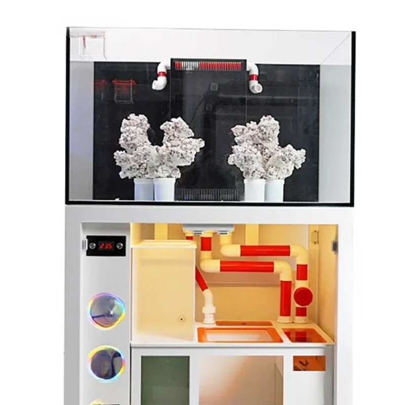 Ultra-thin professional sea tank ultra-white glass solid wood bottom cabinet with electric box bottom filter design