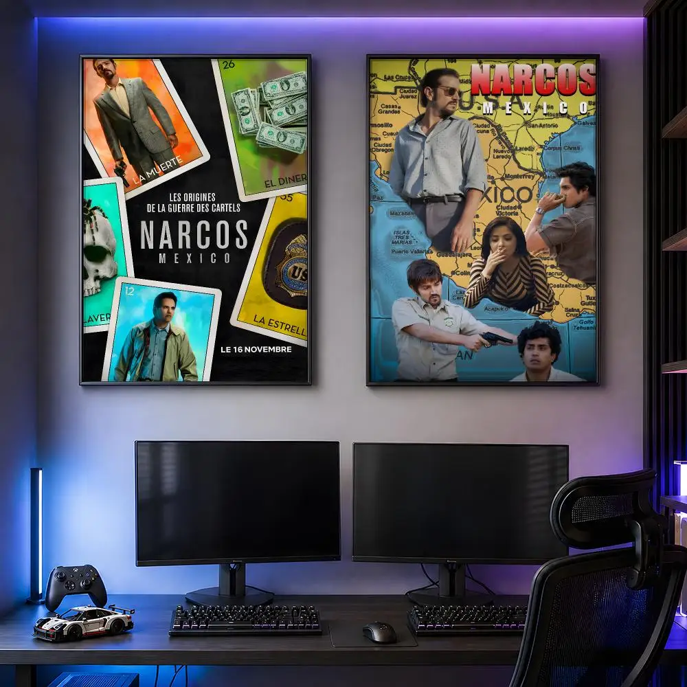 Crime Narcos Mexico Cartel Poster PP Self Adhesive Decorative HD For Garage Gaming Room Living Room Gift