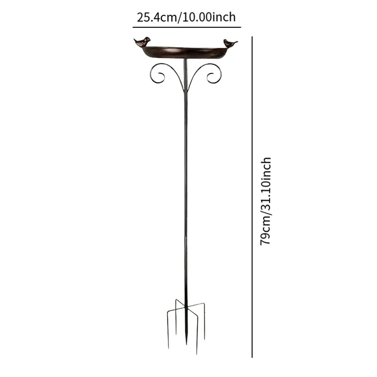 Metal Bird Birdbath Iron Freestanding Weather Resistant Bird Feeder Bowl 5 Pronged Base for Lawn Balcony Outdoor