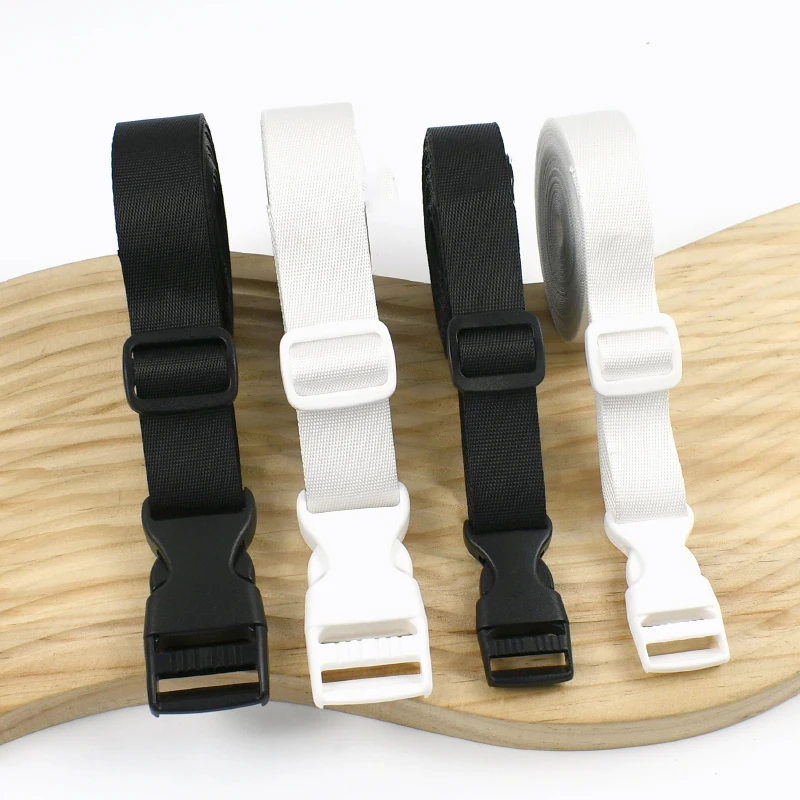 1-5 مجموعات أبيض وأسود النايلون حزام الشريط 20/25 مللي متر البلاستيك الإصدار إغلاق مشبك لحقيبة الظهر حزام المشبك DIY بها بنفسك الخياطة التبعي