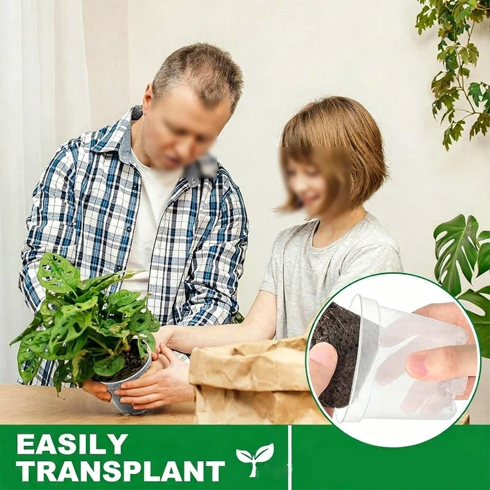 

Flower Pots Set of 30 Clear Plastic Pots with Drainage Holes and 50 Plant Labels for Garden and Plant Organization