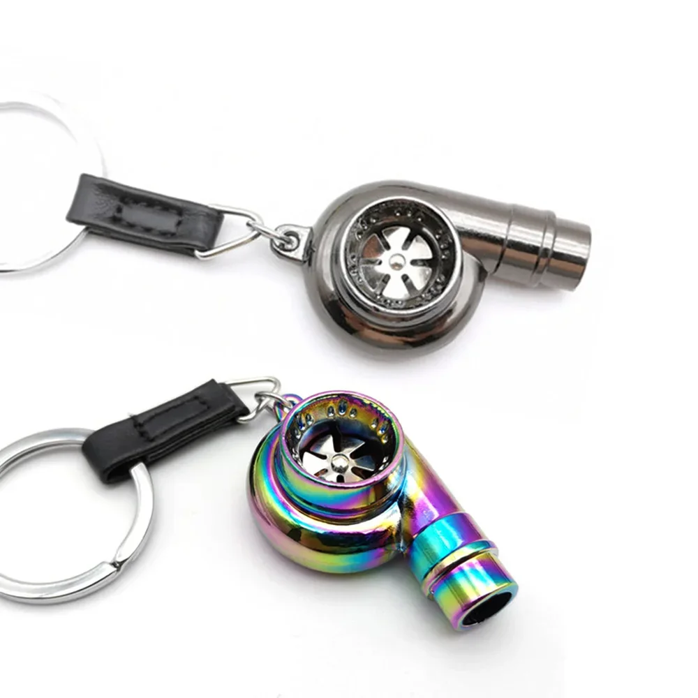 Whistling Sound Turbo Keychain for Car JDM Style Sleeve Bearing Spinning Auto Part Turbine Turbocharger Key Chain Ring