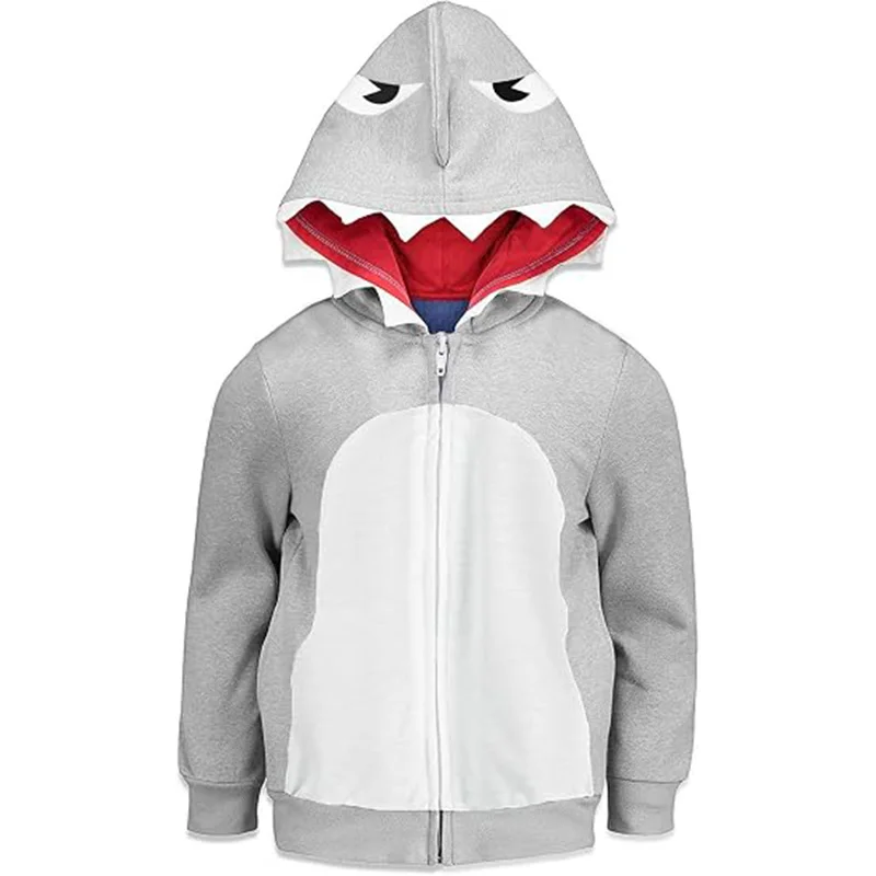 Little Hand Toddler Boys Jacket Cartoon 3D Shark Zipper Spring Autumn Hoodies Coat for Kids 2-7 Years Play And Outdoor