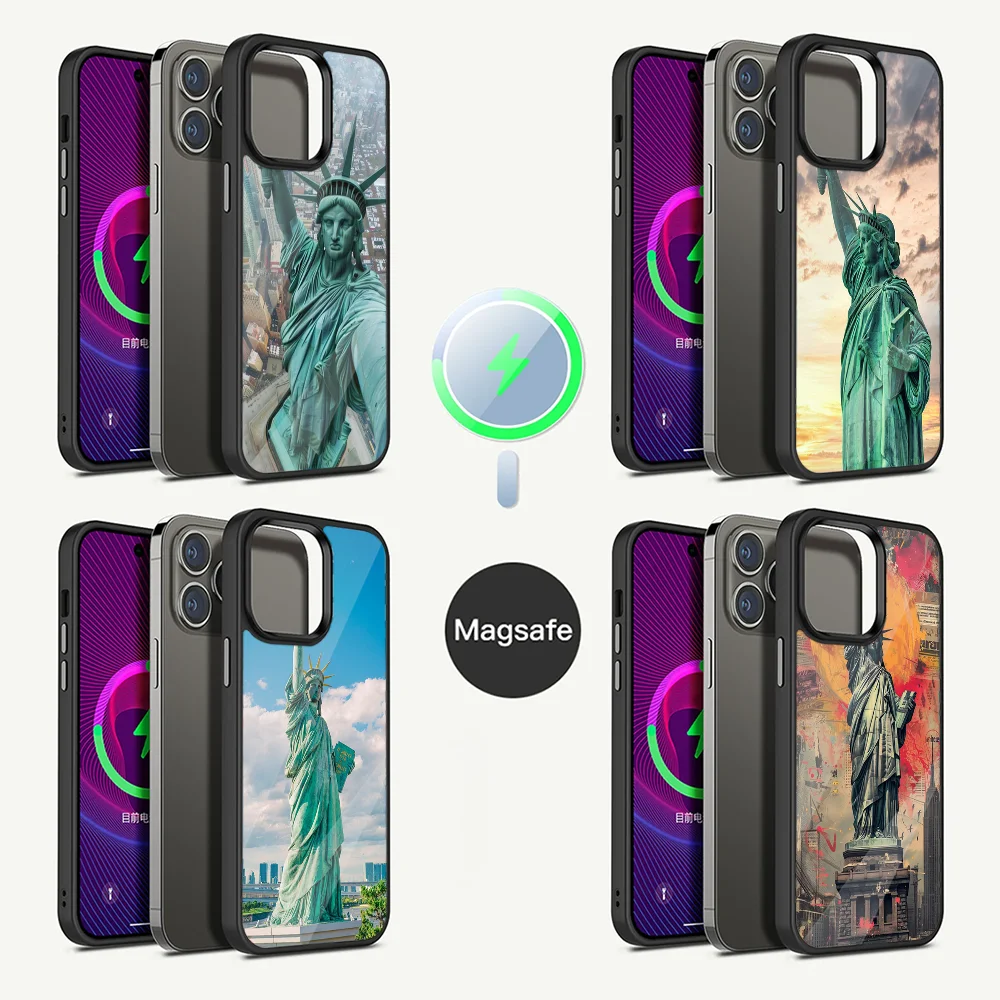 State of Liberty New York Phone Case For iPhone 16,15,14,13,12,11,Plus,Pro,Max Mini Magsafe Magnetic Wireless Charging