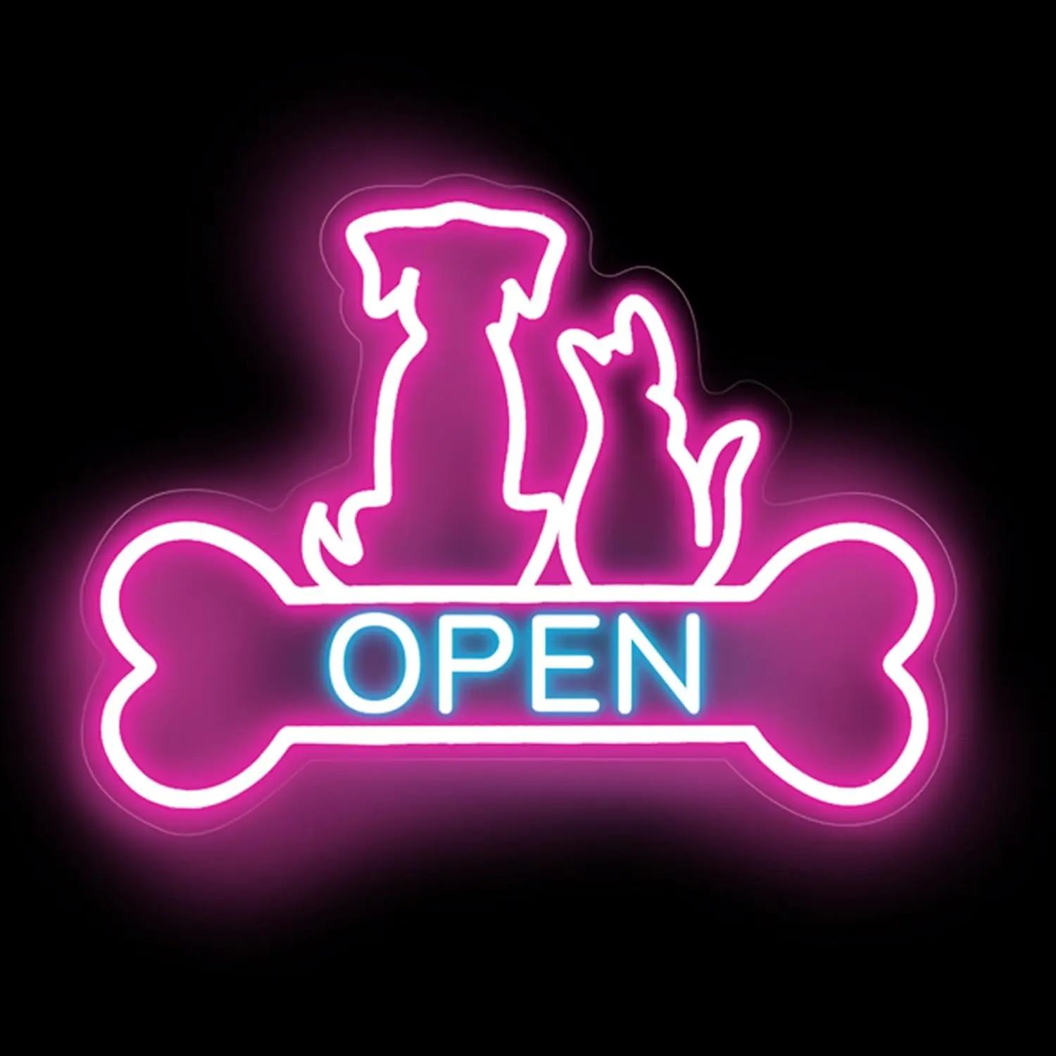

Pet Shop Open Neon Sign LED Открытый неоновый свет для собак и кошек для салона ухода за животными Укрытие для магазина ветеринарной клиники Декор окна