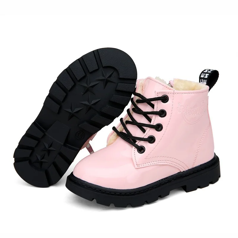 Bottes de neige imperméables en cuir PU pour enfants, chaussures pour enfants, garçons et filles, taille 21-37, hiver, nouveau