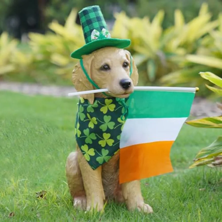 

Статуэтка собаки золотистого ретривера для улицы, украшение для газона, патио, двора - большая фигурка питомца, садовый декор золотистого цвета, 11x5.5x13