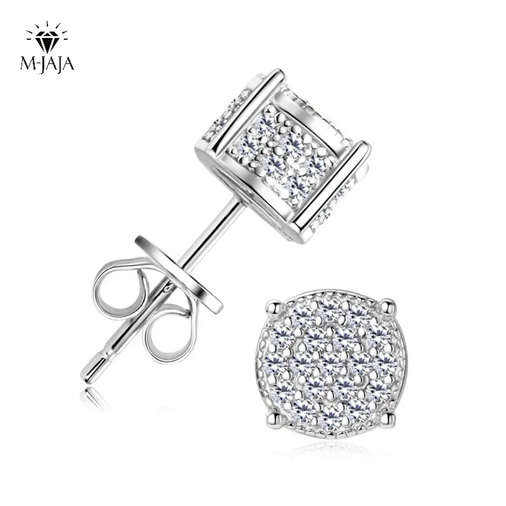 

M-JAJA Full Moissanite Earrings for Women D Color VVSI 18K White Gold Plated S925 Sterling Silver Flower Earrings Fine Jewelry