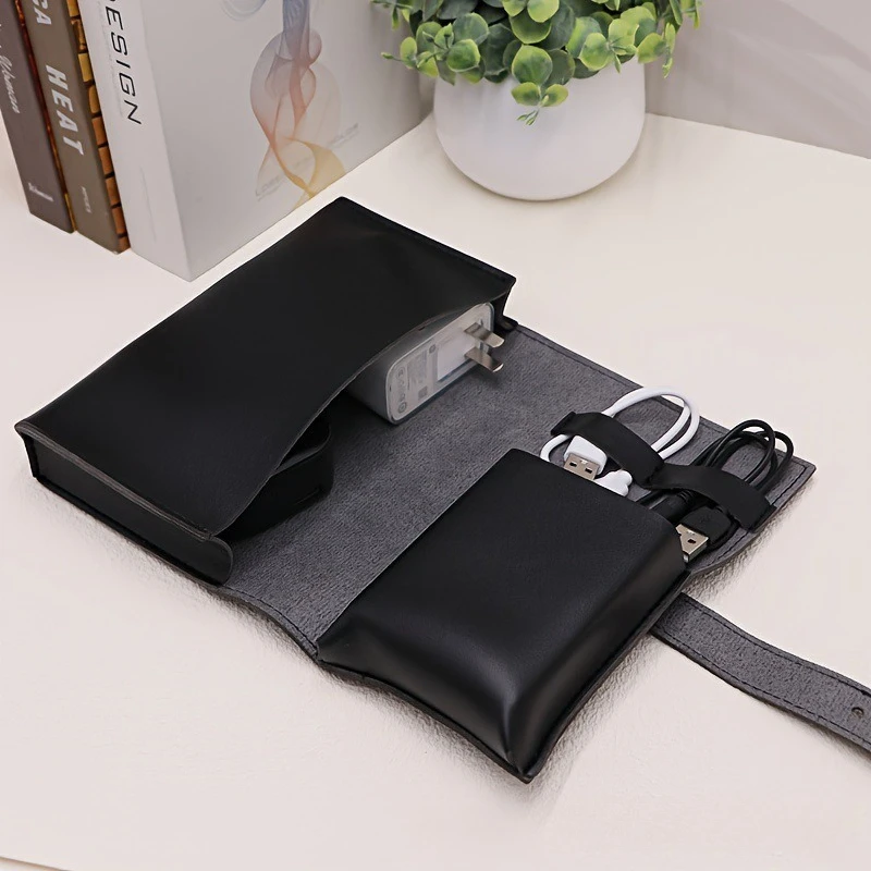 

1pc for Cables Chargers Pens-Durable Travel Storage PU Leather Multi-Compartment Organizer-Portable Tech School Accessories Case