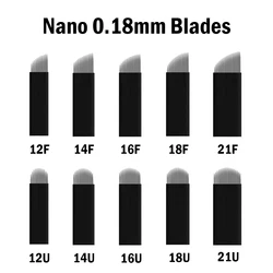 50 pz/scatola Black Nano Blades sottile 0.18mm Microblading Flex U Shape Tattoo Needles trucco permanente sopracciglio penna manuale