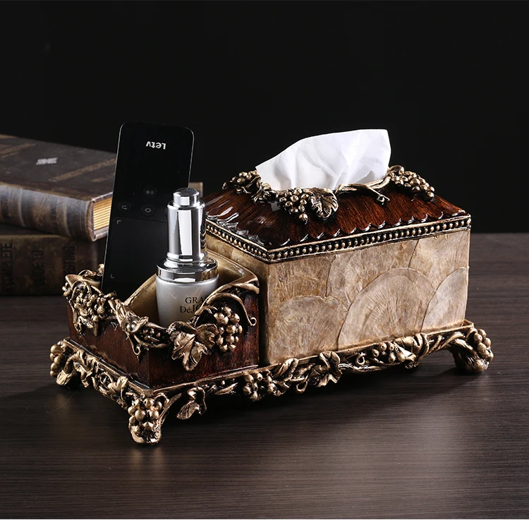 Resin Tissue Box Multifunction Luxury European Paper Rack Office Organizer Home dining table Car Paper towel storage