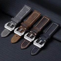 Cowhide Crazy Horse Sport Bracelets Men Women Business Watch Band Soft Wristband Genuine Leather Strap for Panerai 20/22/24/26mm