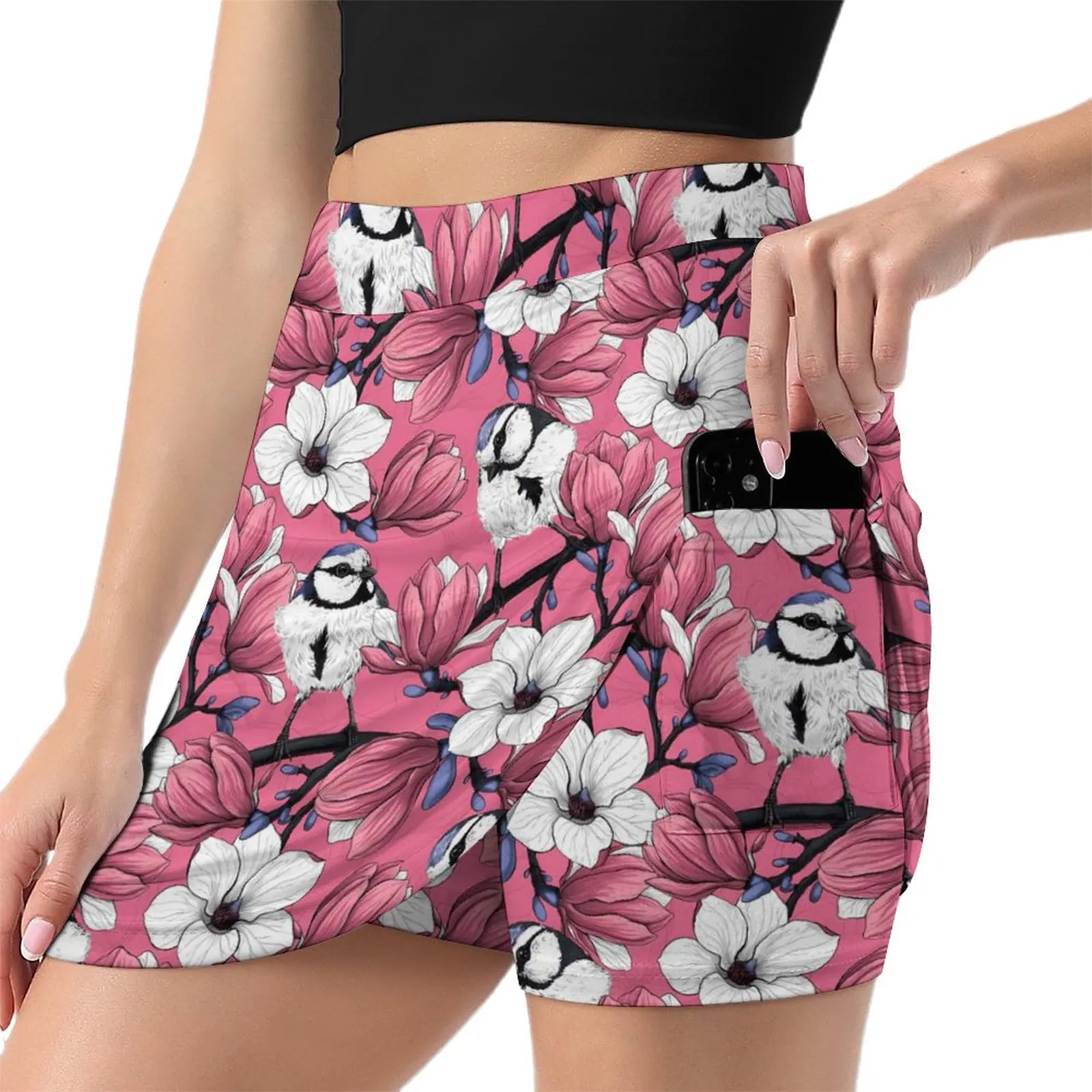 Cute Bird Skirt Spring White Flower Print Street Wear Casual A-line Skirts Cute Mini Skirt Women Custom Oversize Clothing