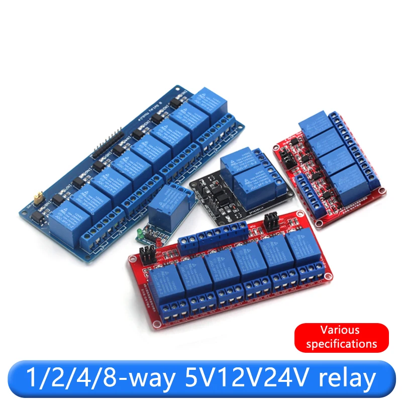 Red 1 2 4 8 Channel 5V 12V Relay Module Board Shield with Optocoupler Support High and Low Level Trigger