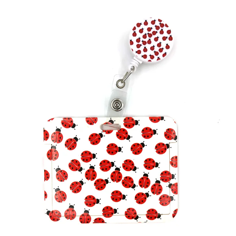 Ladybird Insect Card Holder Women Men Business Lanyard Badge Card Case Women Card Cover Student Lanyard ID Name Card Holder Bags