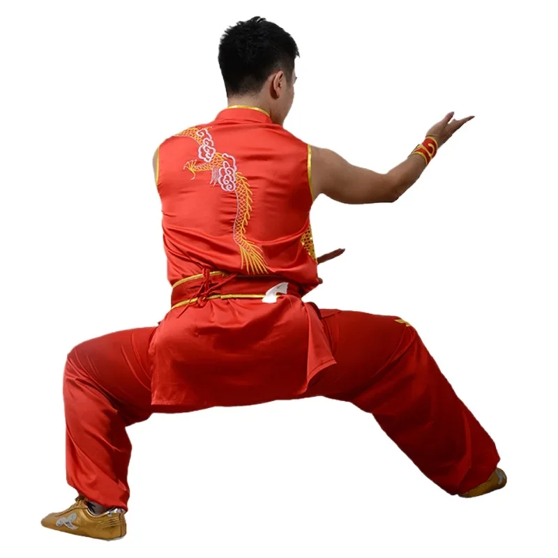 زي فنون الدفاع عن النفس المخصص بدلة الكونغ فو مع تطريز التنين قبضة جنوبية قبضة طويلة معززة لمنافسة أشكال الكونغفو