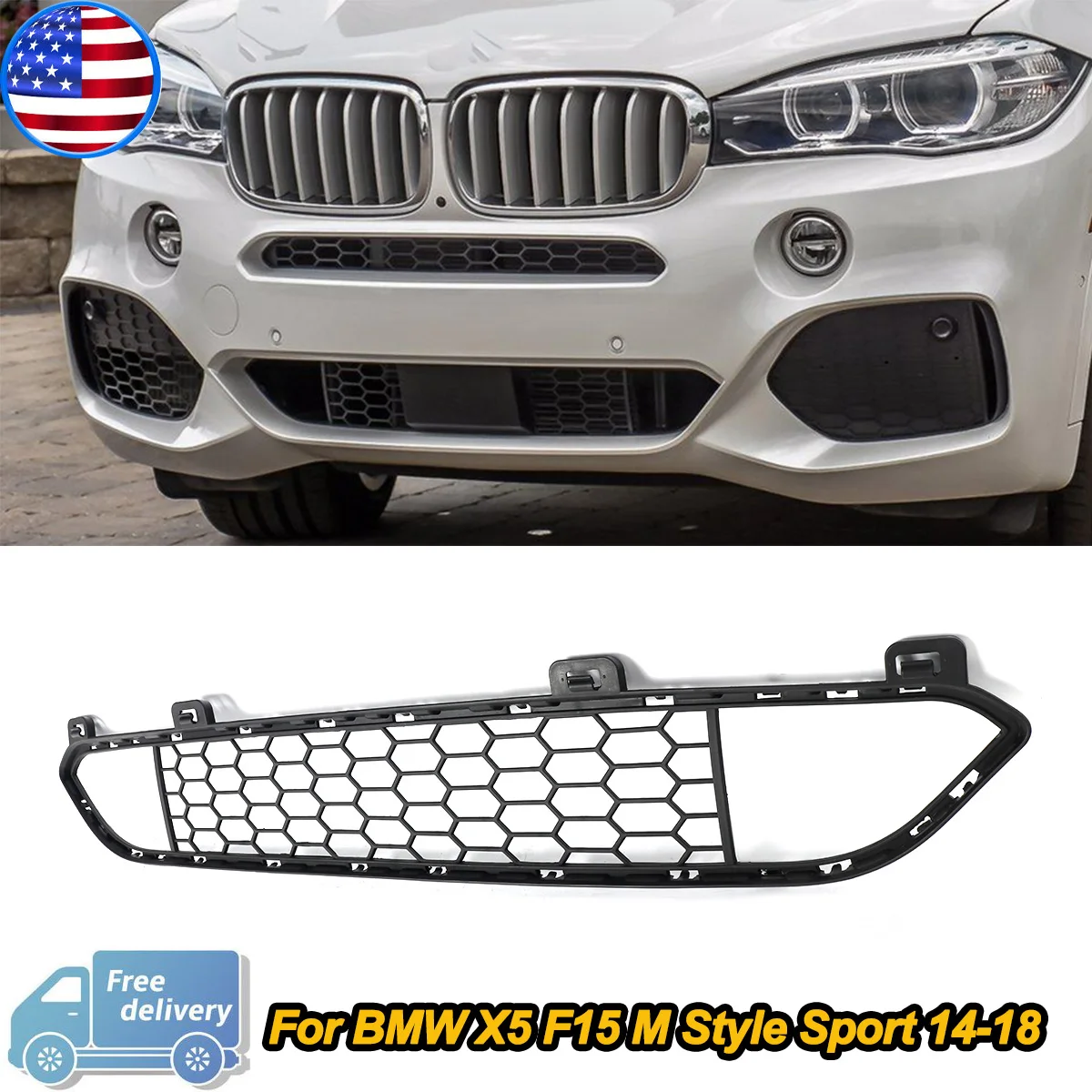 

2014-2018 for BMW X5 F15 SUV M Performance Front Bumper Center Lower Grill M Sport Lower Grille Mesh 51118054012 Magickit