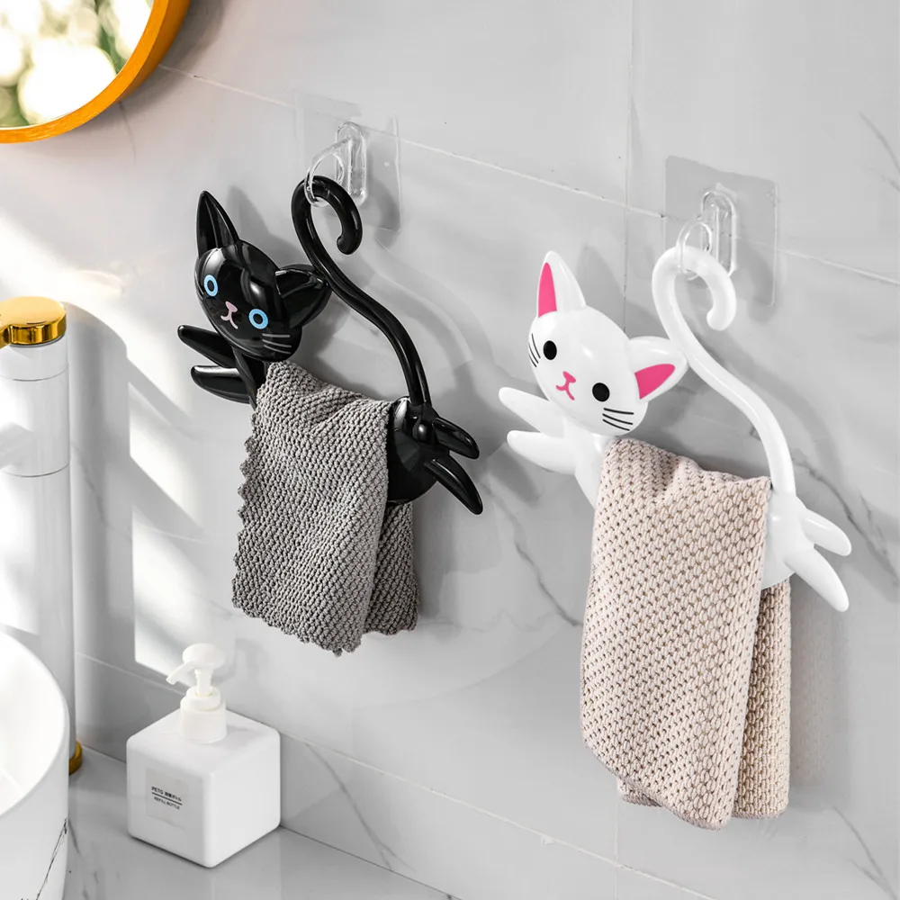 1pcs Hanging towel rack, bathroom no punching hanging rod ring, cute cartoon bathroom wash towel for children and babies