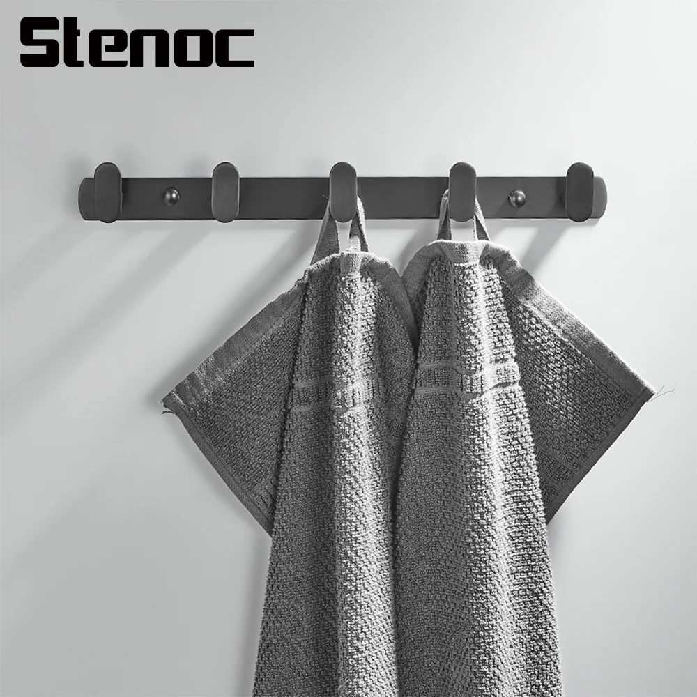 

Stenoc Stainless Steel Coat Clothes Rack Wall Mounted 3/4/5/6 Hooks Hanger For Hanging Clothes Hat Holder Organizer Accessories