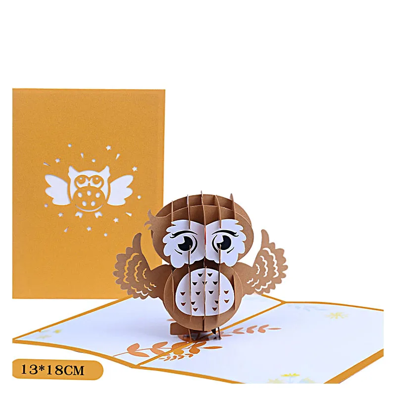 Happy Birthday 3D Owl Pop Up Greeting Card for Friend, Kids, Boy, Girl, Wife, Girlfriend, Party Invitation, Christmas Gifts