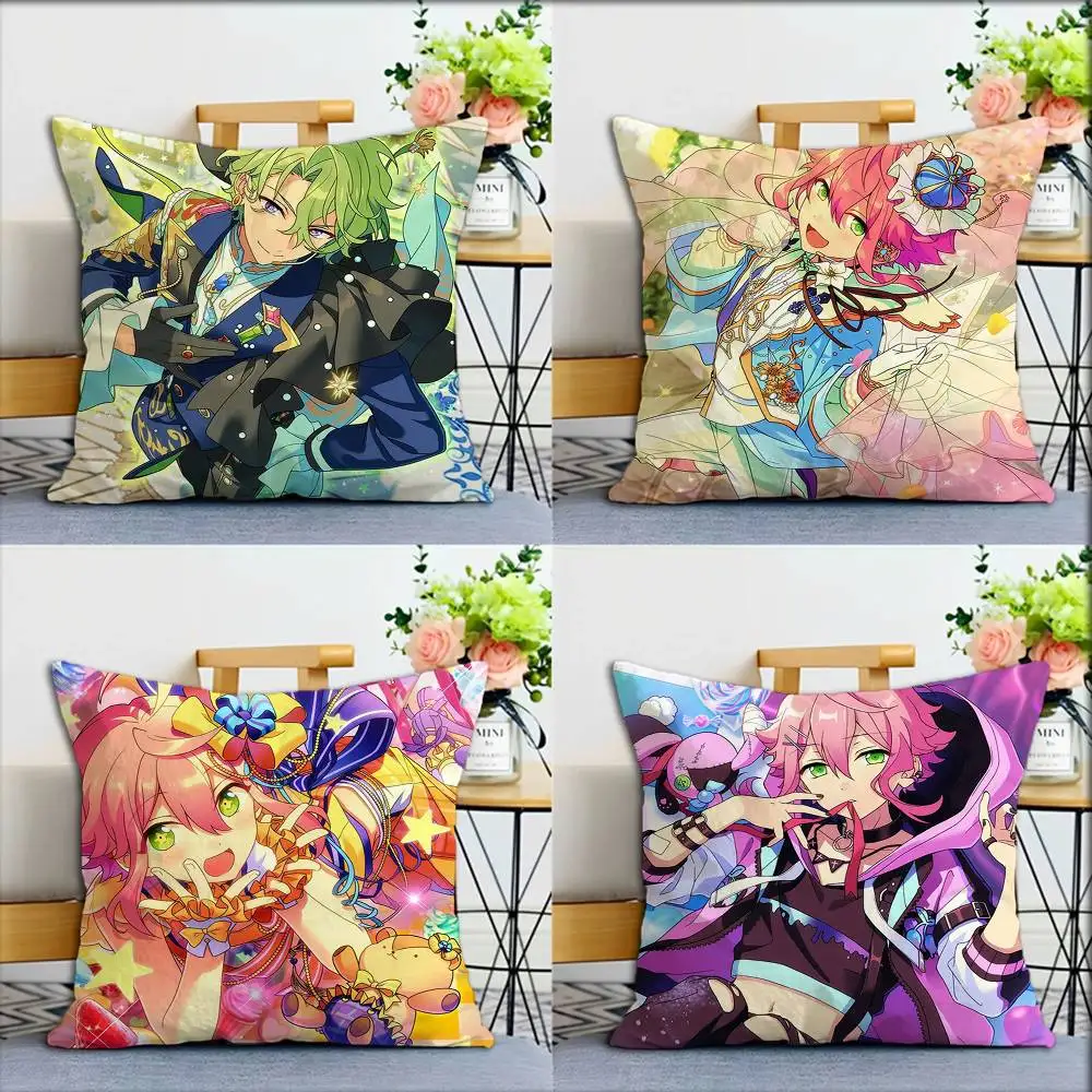 

New Hot Game Ensemble Stars Idol World Various Sizes Square Pillow Case For Car Home Bedchamber Decor