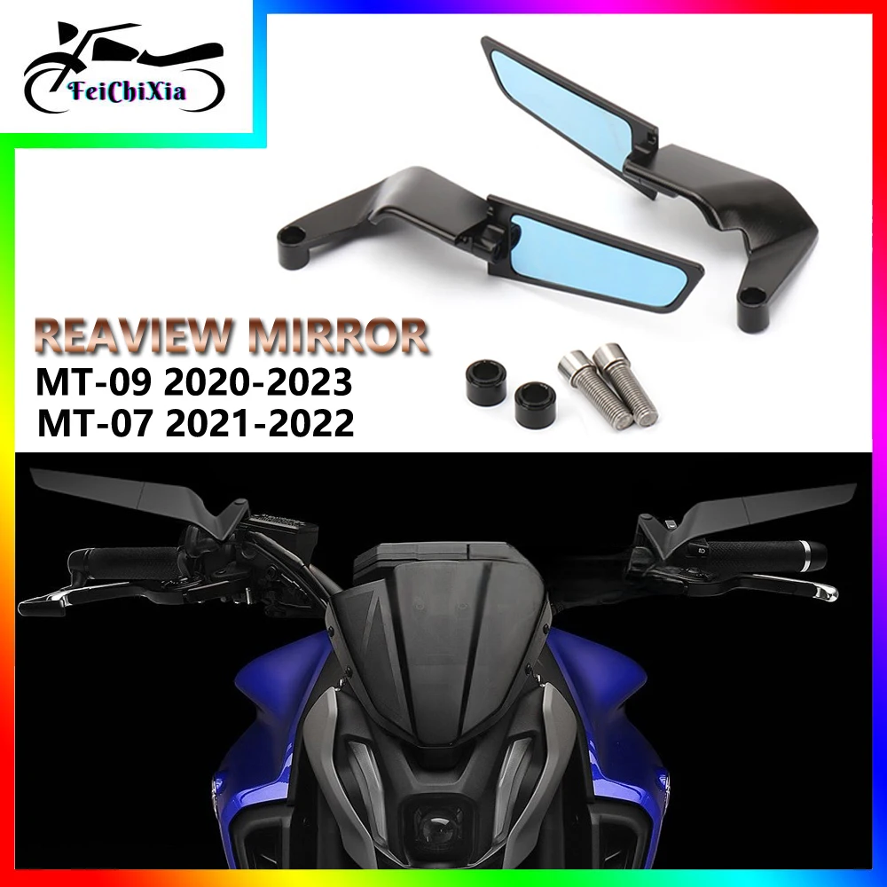 Motorcycle HD Blue Lens Mirror For YAMAHA MT-09 MT09 2020-2023 MT-07 MT07 2021 2022 MT09 SP 2021- 2023 Accessories Black Rearvie