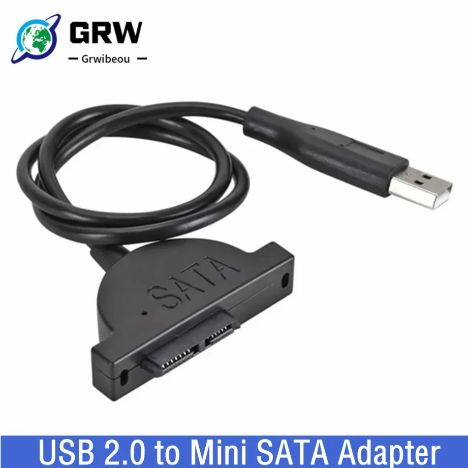 Grwibeou USB 2.0 to Mini Sata II 7+6 13Pin Adapter For Laptop CD/DVD ROM Slimline Drive Converter Cable Screws Steady Style