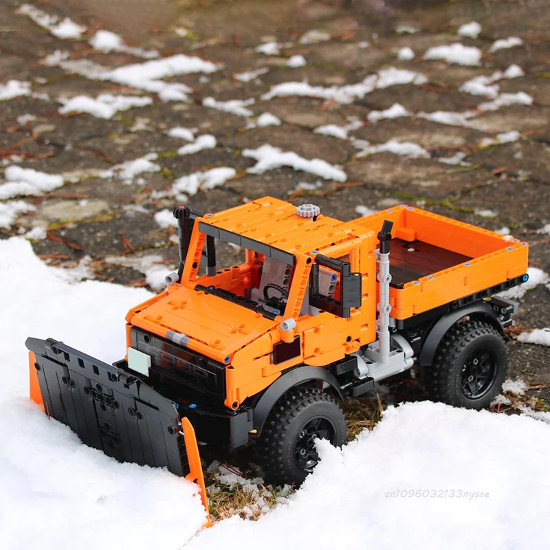 

НОВЫЙ MOC Technical Unimog U1400, модель снегоочистителя, 1266 шт., грузовик, кирпичи, игрушки MOD 42126 F-150, игрушки «сделай сам», сборка рождественских подарков
