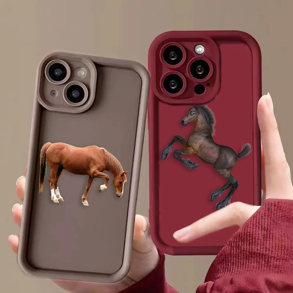 Lucky Funny Pony Horse Phone Case For iPhone 15 14 13 12 11 Pro XS Max X XR SE 7 8 6S Plus Shockproof Silicone Case Funda Shell