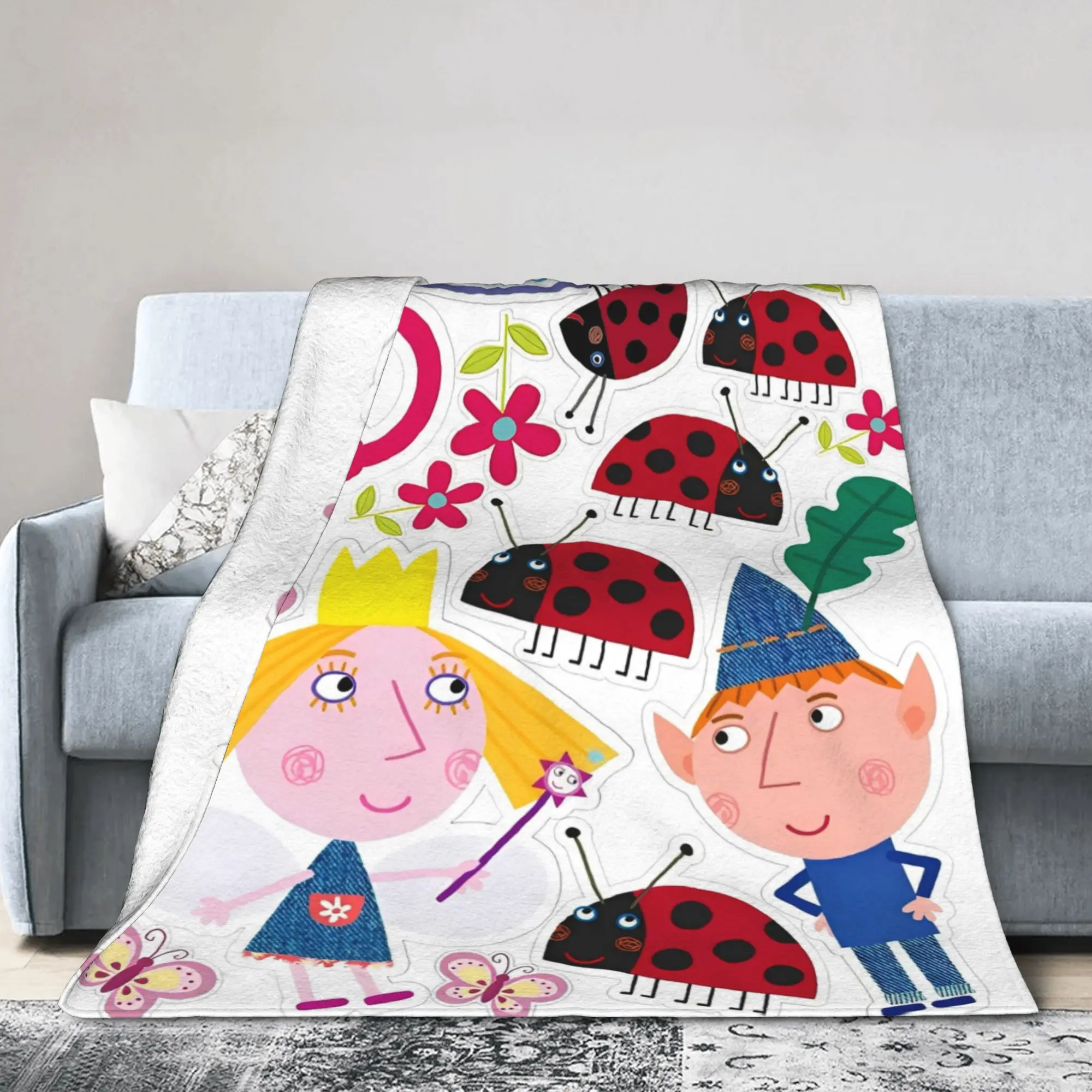 B-Ben And H-Holly's Little Kingdom Sparks Blanket Velvet  Lightweight Throw Blanket for Bedroom Sofa Bed Rug