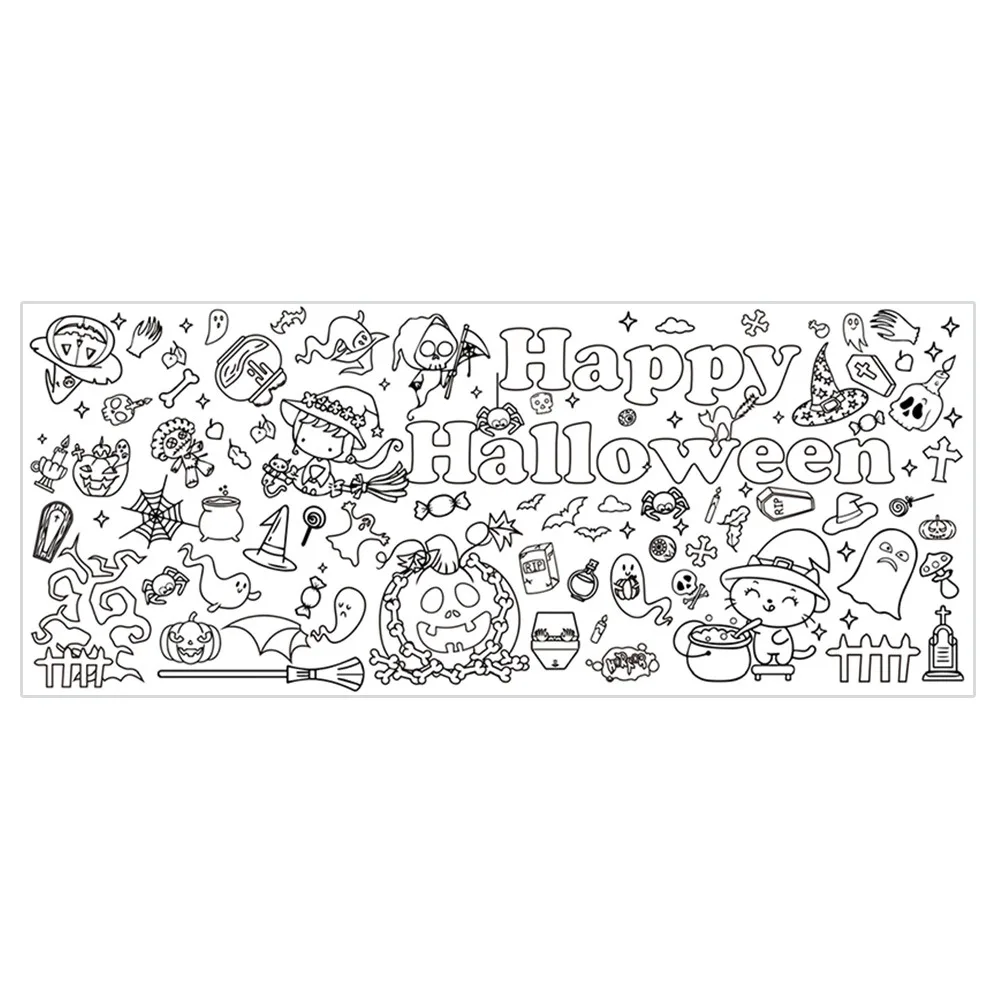 

Creative Halloween Graffiti Tablecloth Cartoon Waterproof Large Coloring Posters Colorful Handmade DIY Party Tablecloth
