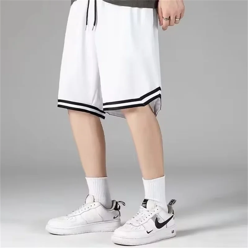 New Summer American Style Men's Basketball Shorts Casual Loose Fit Sweatpants Summer Thin Ice Silk Quick Dry  Men's