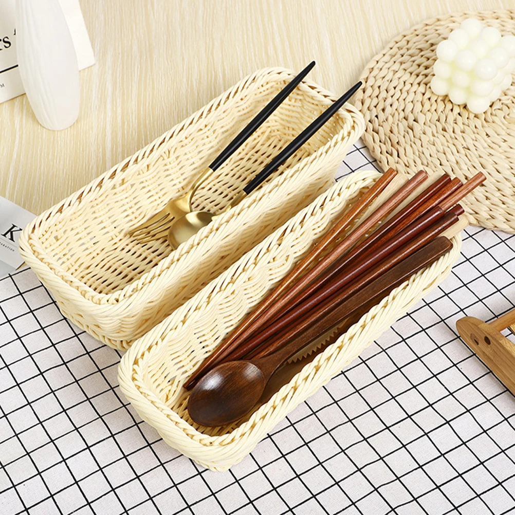 

3Pcs Dining Storage Basket Rustic Woven Organizer Kitchen Fruit Bread Holder Desktop Storage Box Multi-Function Sundries Keeper