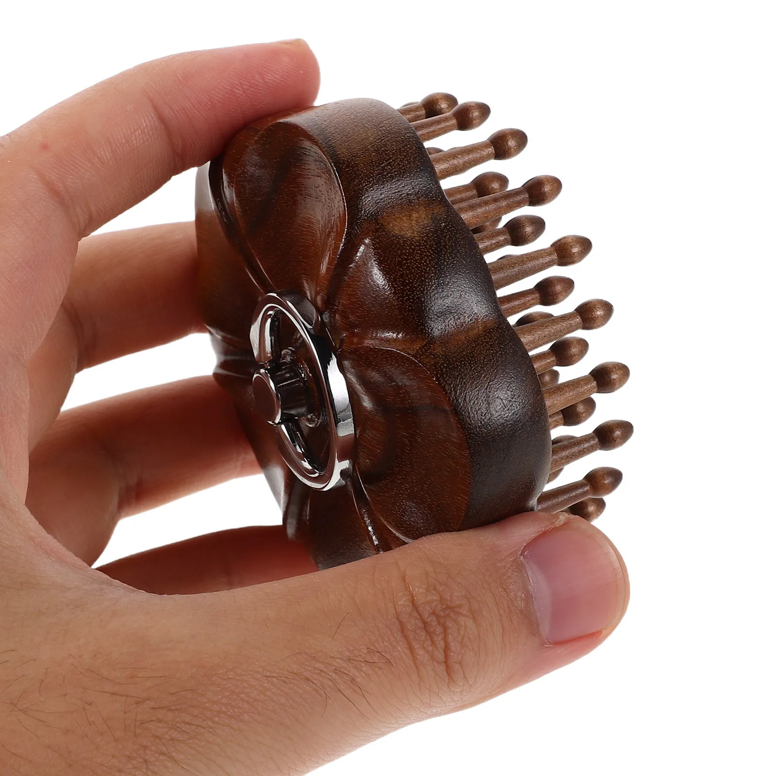 

2Pcs Sandalwood Wood Scalp Massager Manual Scalp Scrubber Finger Ring Round Tooth Comb Hair Massage Tool Portable Head Brush