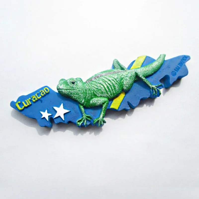 Netherlands Curacao Tourist Souvenirs Gift Stereo Resin Refrigerator Magnetic Stickers 3D Lizard Magnets for Refrigerators