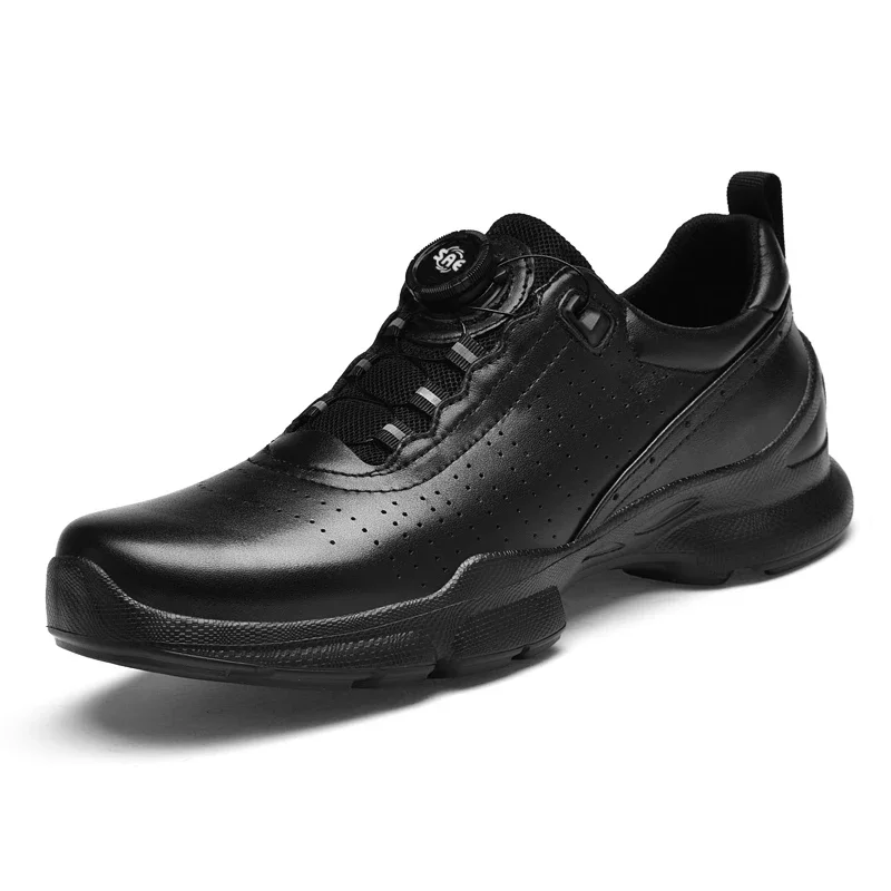 

Men's Black Genuine Leather Sports Shoes with Knob Design, Banquet Anti-slip and Wear-resistant Casual Business Leather Shoes