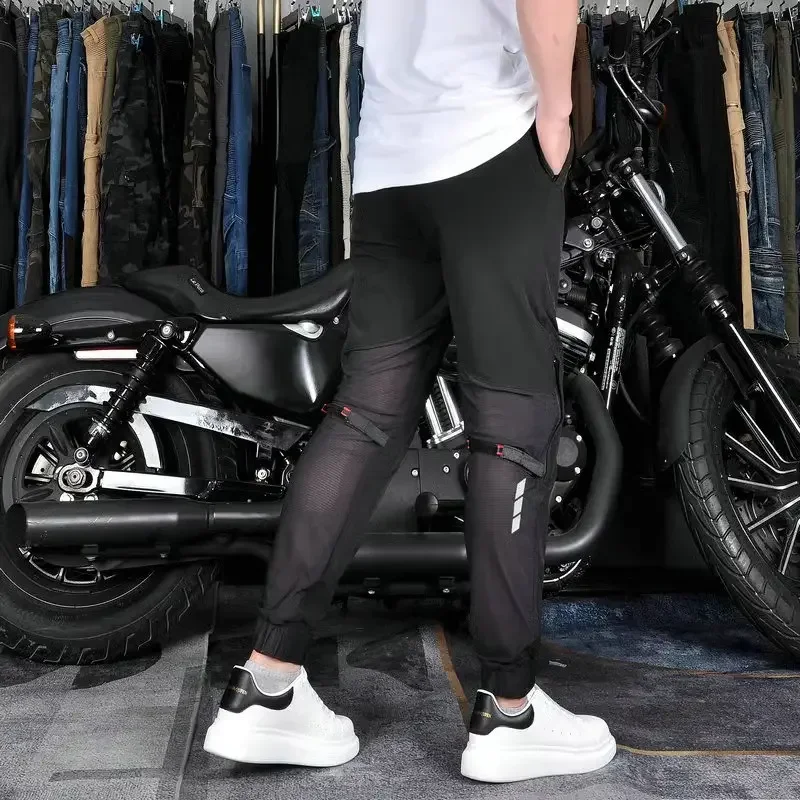 Volero Motorcycle Riding Airflow Jeans Summer Super Breathable Cargo Pants Casual Elastic Waist Tight Hem Motocross Trousers