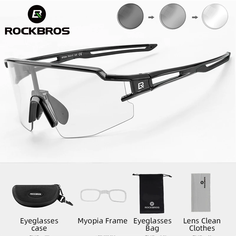 ROCKBROS Cycling Glasses UV400 Photochromic Sun Protection Sports Eyewear Bicycle Glasses MTB Road Myopia frame Bike Sunglasses