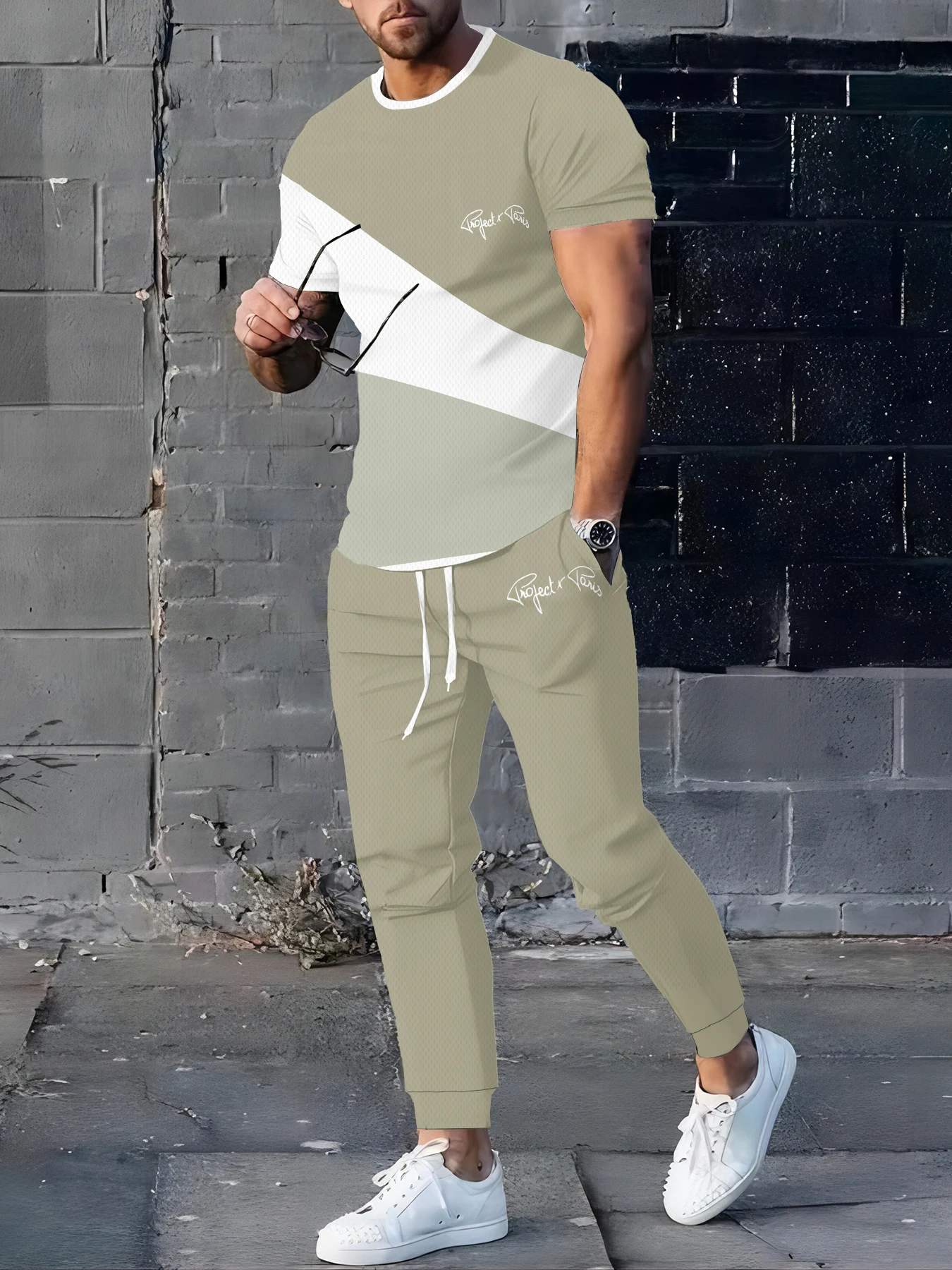 

2026 Summer Men's Suit with Letter Print Breathable Lightweight Casual Fashionable Outdoor Men's Clothing