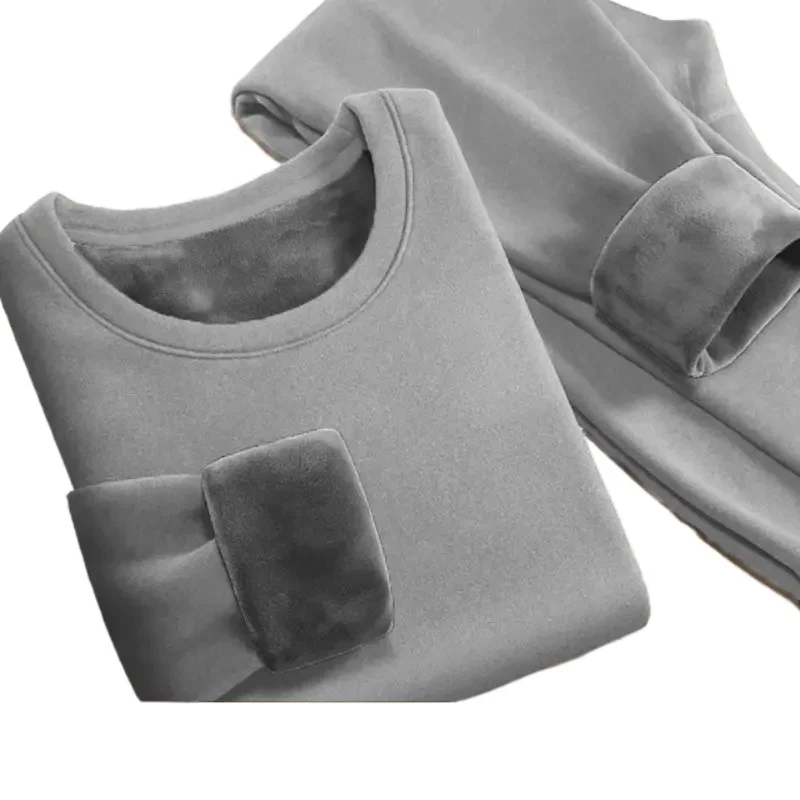 2026 Winter Long Johns Sets Men's Super Thick O-neck Keep Warm Tops + Pants Set Fleece Comfortable Soft Thermal Underwear Set