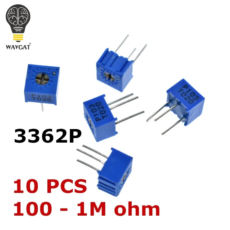 10PCS 3362P 101 201 501 102 202 502 103 203 503 104 204 504 105 Trimpo Trimmer Potentiometer 3362 500R 1K 2K 5K 10K 20K 50K 100K