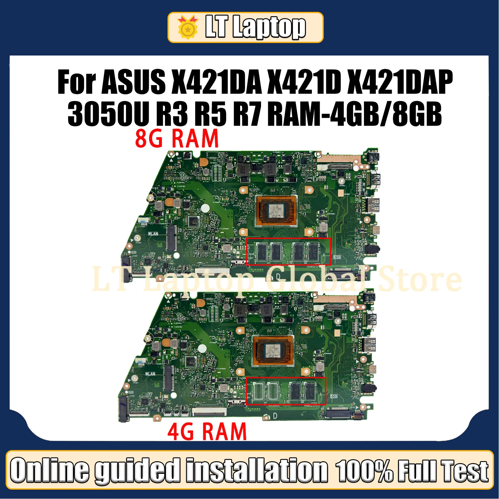 

LT X421DA For ASUS VivoBook V4000D X421DK X421D X421DAP M413DA Laptop Motherboard With 3050U R3 R5 R7 CPU 4G/8G RAM Mainboard