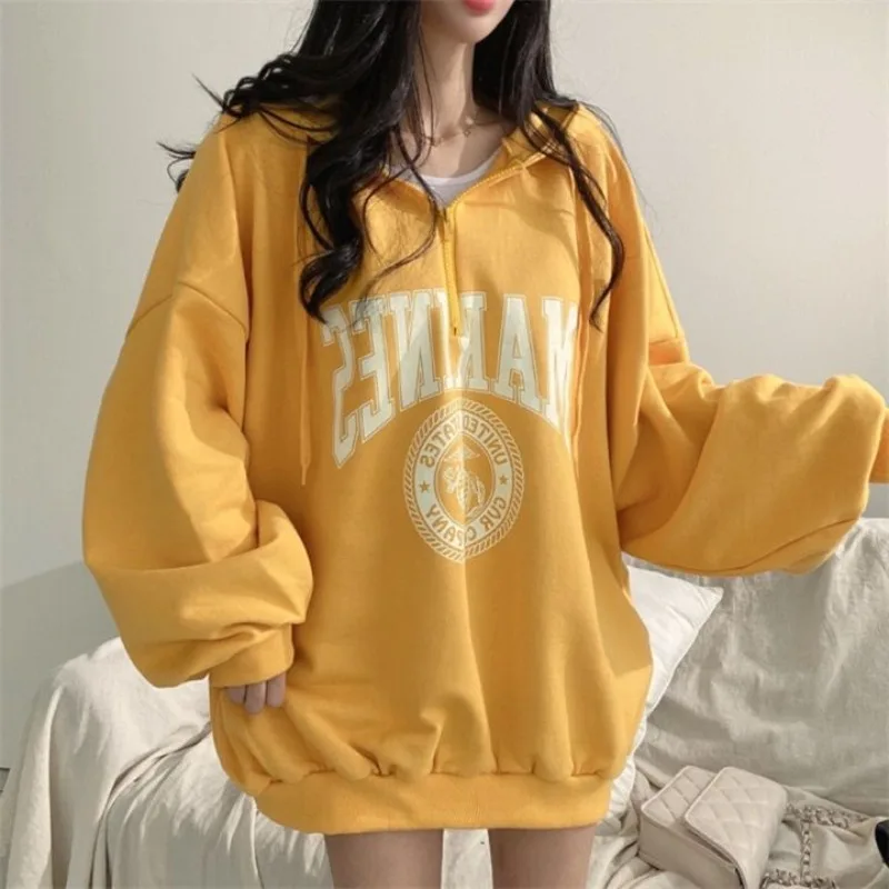 Loose Hoodies Women Print Creativity All-match Autumn Leisure Cozy Korean Style Daily Age-reducing Popular Students Cool Fashion