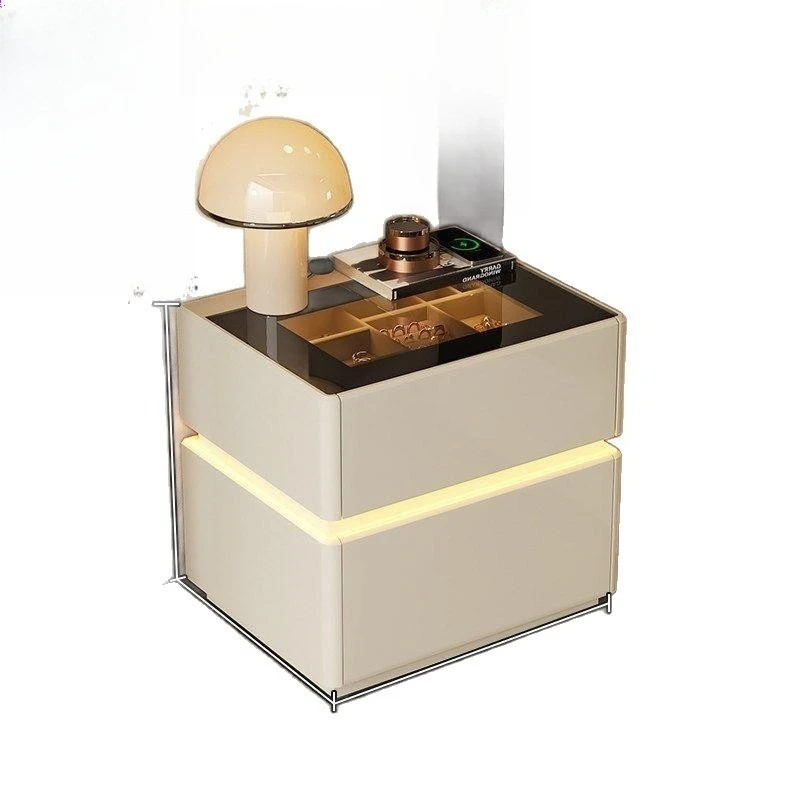 Home Italian minimalist bedside table with lamp jewelry locker light luxury high sense